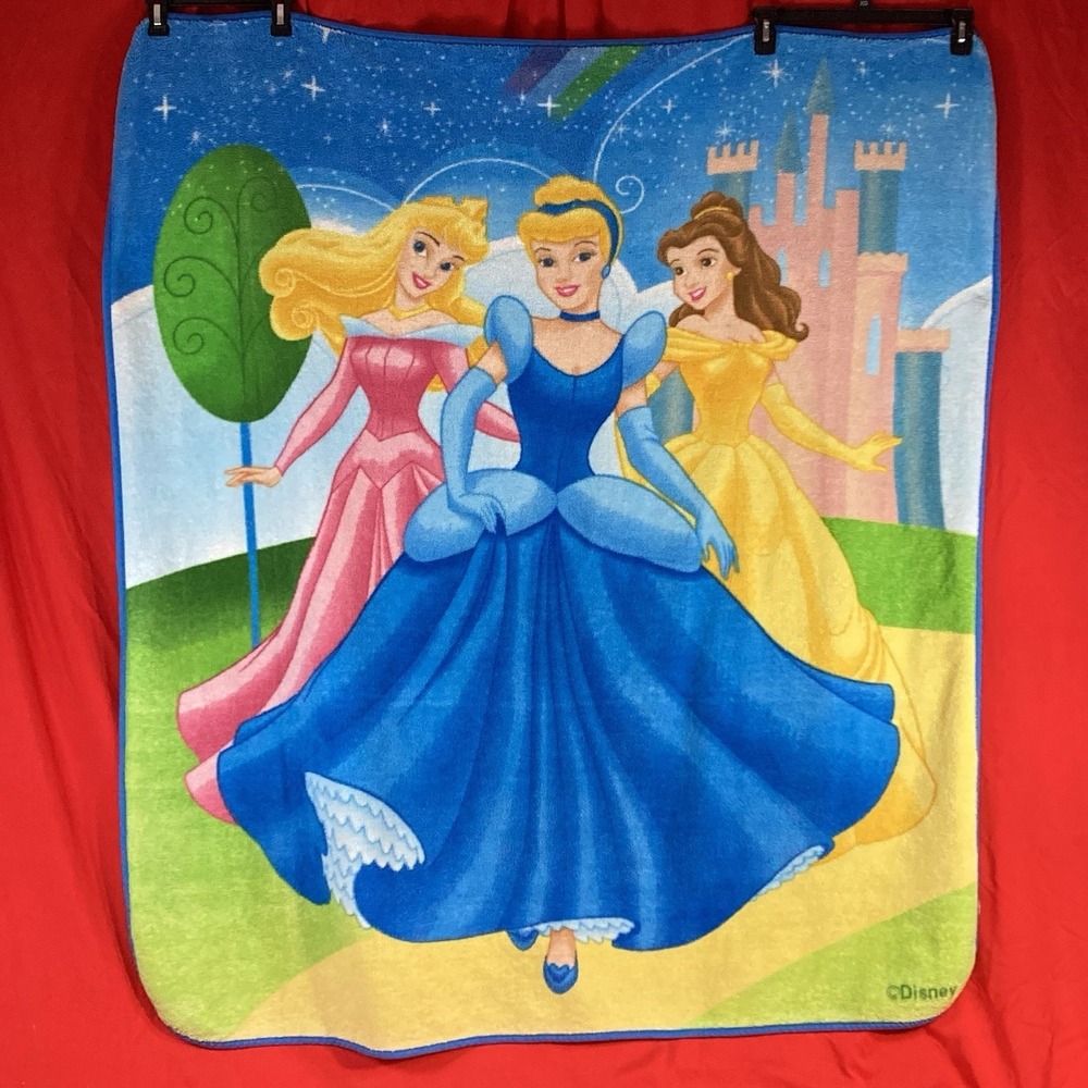 Disney Throw Blanket 50" X 56" / Arora Cinderella Belle / Trio of Princesses